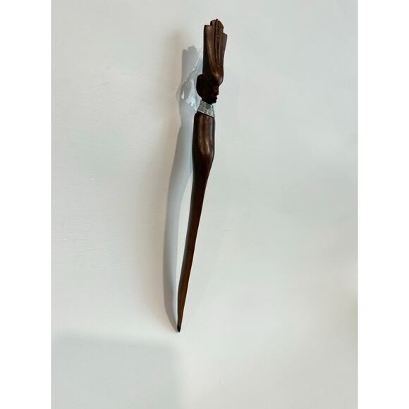 Vintage Hand Carved Tribal African Warrior Wooden Knife Dagger Letter Opener 9.5 - Picture 4 of 6